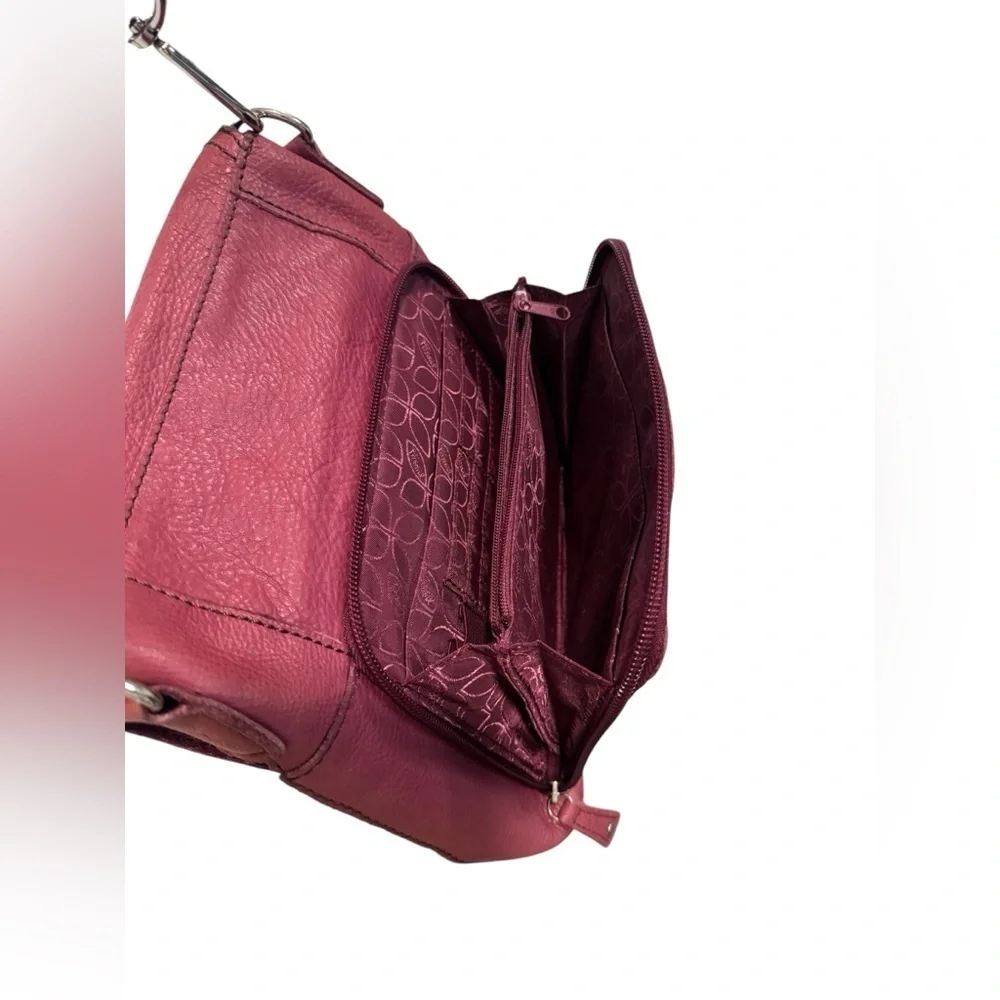 Fossil | Wallet Pocket Bag Womens Plum Leather Detachable Strap Crossbody